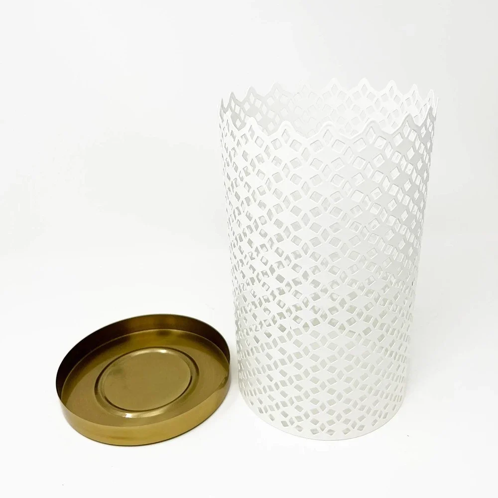 IKEA GOKVALLA Block Candle Holder, White/Brass 10 